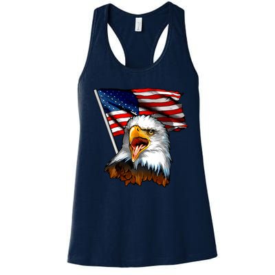 American Patriotic Eagle Flag Women's Racerback Tank