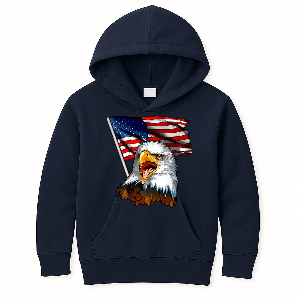 American Patriotic Eagle Flag Kids Hoodie