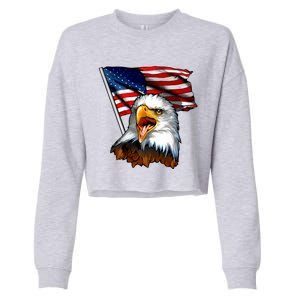 American Patriotic Eagle Flag Cropped Pullover Crew