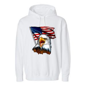 American Patriotic Eagle Flag Garment-Dyed Fleece Hoodie