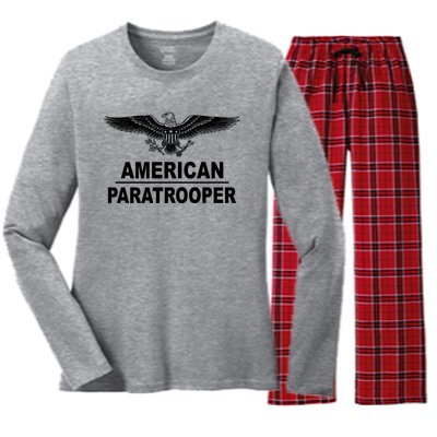 American Paratrooper Eagle Women's Long Sleeve Flannel Pajama Set 