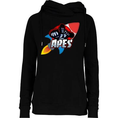 Apes To The Moon Womens Funnel Neck Pullover Hood