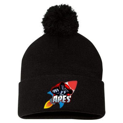 Apes To The Moon Pom Pom 12in Knit Beanie