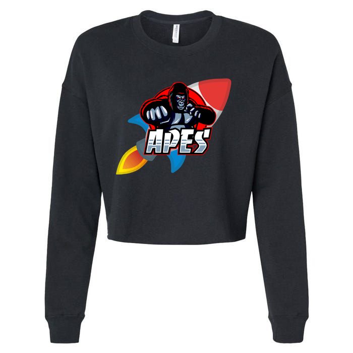 Apes To The Moon Cropped Pullover Crew