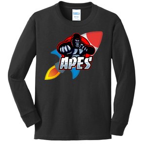 Apes To The Moon Kids Long Sleeve Shirt