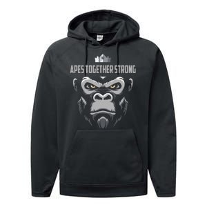 Apes Together Strong Gorilla HODL Stocks Performance Fleece Hoodie