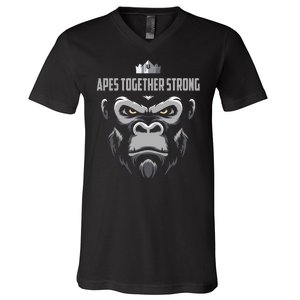 Apes Together Strong Gorilla HODL Stocks V-Neck T-Shirt