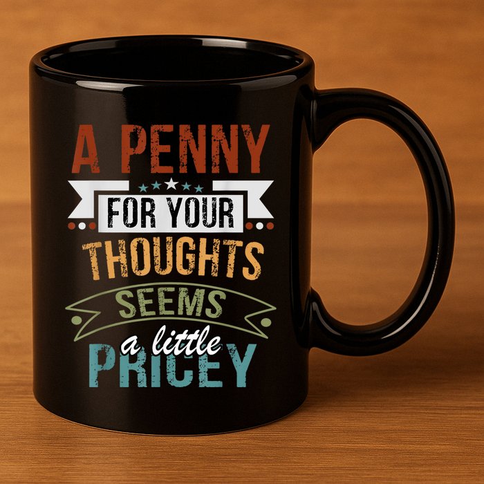 A Penny For Your Thoughts Seems A Little Pricey Funny Joke 11oz C Handle Ceramic Mug