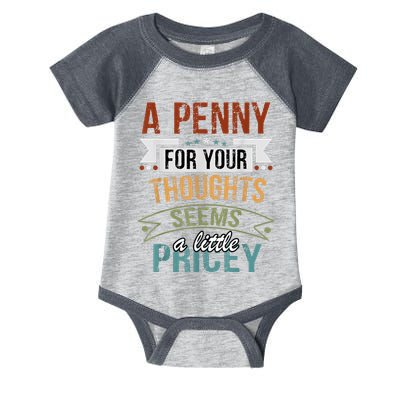 A Penny For Your Thoughts Seems A Little Pricey Funny Joke Infant Baby Jersey Bodysuit