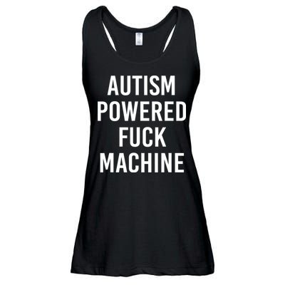 Autism Powered Fuck Machine Funny Quote Ladies Essential Flowy Tank
