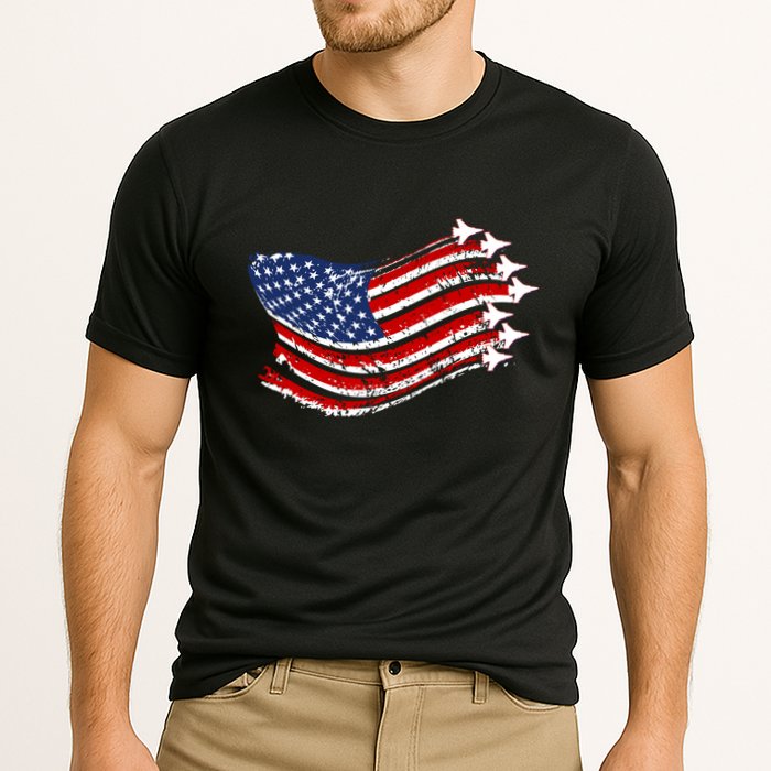 American Patriotic Fighter Jets Usa Flag Cooling Performance Crew T-Shirt