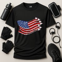 American Patriotic Fighter Jets Usa Flag Cooling Performance Crew T-Shirt