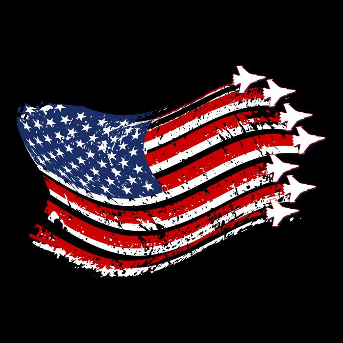 American Patriotic Fighter Jets Usa Flag Cooling Performance Crew T-Shirt