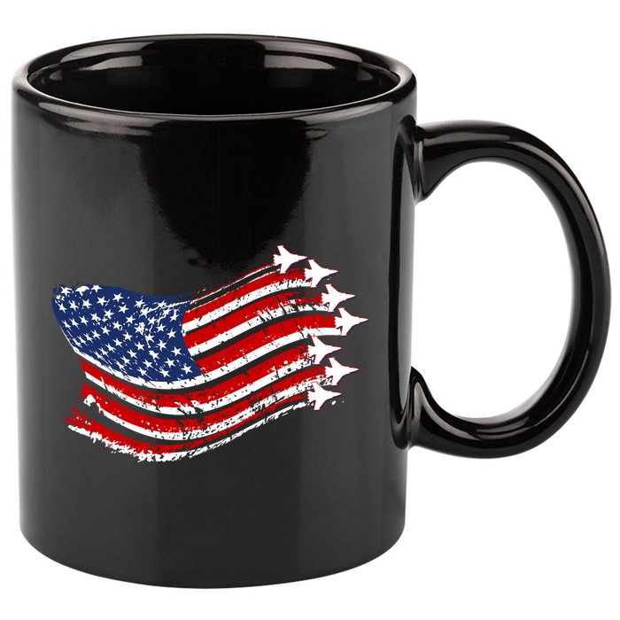 American Patriotic Fighter Jets Usa Flag 11oz C Handle Ceramic Mug