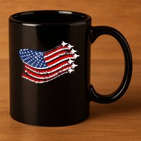 American Patriotic Fighter Jets Usa Flag 11oz C Handle Ceramic Mug