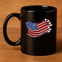 American Patriotic Fighter Jets Usa Flag 11oz C Handle Ceramic Mug