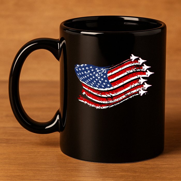American Patriotic Fighter Jets Usa Flag 11oz C Handle Ceramic Mug