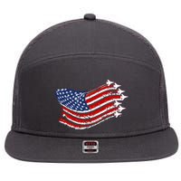 American Patriotic Fighter Jets Usa Flag 7 Panel Mesh Trucker Snapback Hat