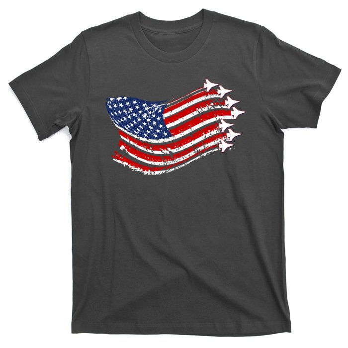 American Patriotic Fighter Jets Usa Flag T-Shirt