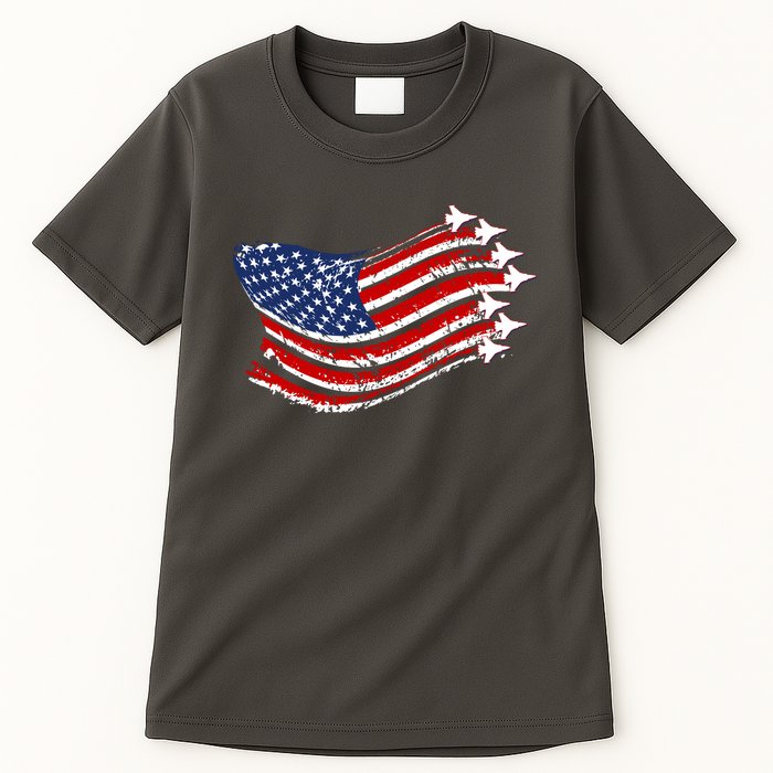 American Patriotic Fighter Jets Usa Flag Tall T-Shirt