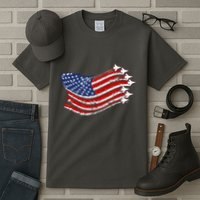 American Patriotic Fighter Jets Usa Flag Tall T-Shirt
