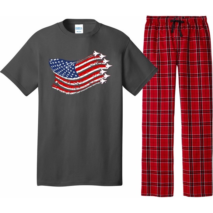 American Patriotic Fighter Jets Usa Flag Pajama Set