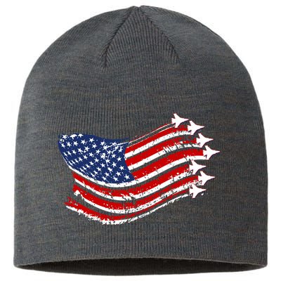 American Patriotic Fighter Jets Usa Flag Sustainable Beanie