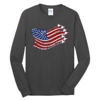 American Patriotic Fighter Jets Usa Flag Tall Long Sleeve T-Shirt