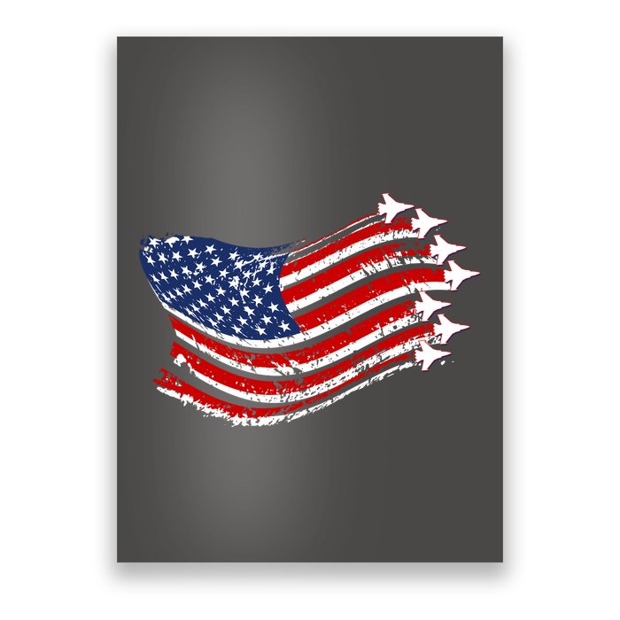 American Patriotic Fighter Jets Usa Flag Poster