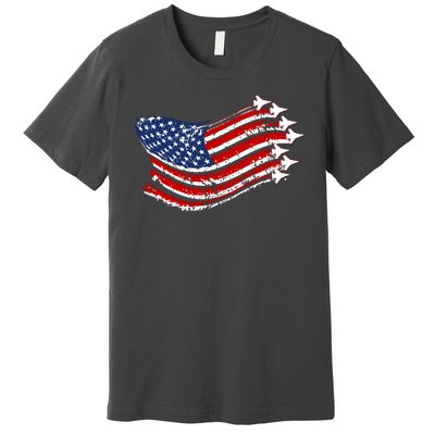 American Patriotic Fighter Jets Usa Flag Premium T-Shirt