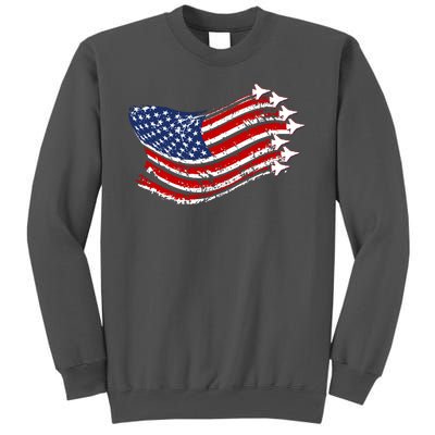 American Patriotic Fighter Jets Usa Flag Tall Sweatshirt