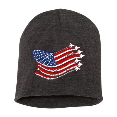 American Patriotic Fighter Jets Usa Flag Short Acrylic Beanie