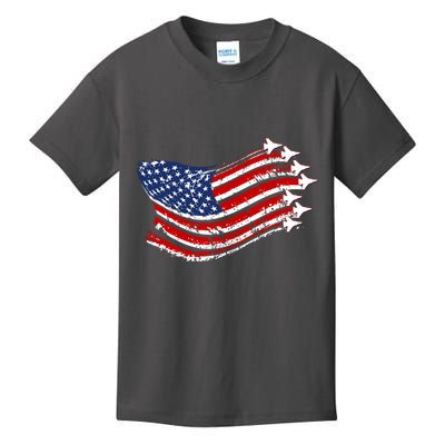 American Patriotic Fighter Jets Usa Flag Kids T-Shirt