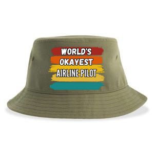 Airline Pilot Funny Gift Worlds Okayest Airline Pilot Meaningful Gift Sustainable Bucket Hat