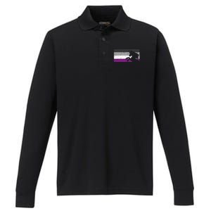 Asexual Pride Flag Unicorn Majestic Animal Ace Lgbtq Performance Long Sleeve Polo