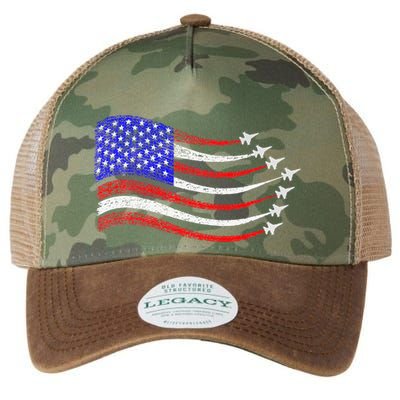 American Patriotic Fighter Jets Usa Flag Waving Legacy Tie Dye Trucker Hat