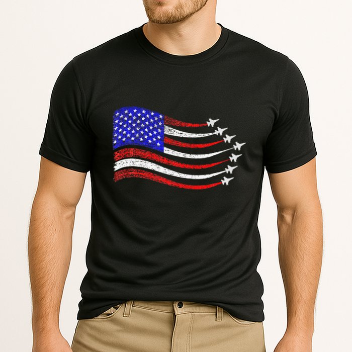 American Patriotic Fighter Jets Usa Flag Waving Cooling Performance Crew T-Shirt