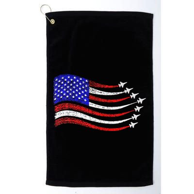 American Patriotic Fighter Jets Usa Flag Waving Golf Towel