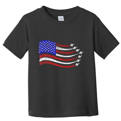 American Patriotic Fighter Jets Usa Flag Waving Toddler T-Shirt