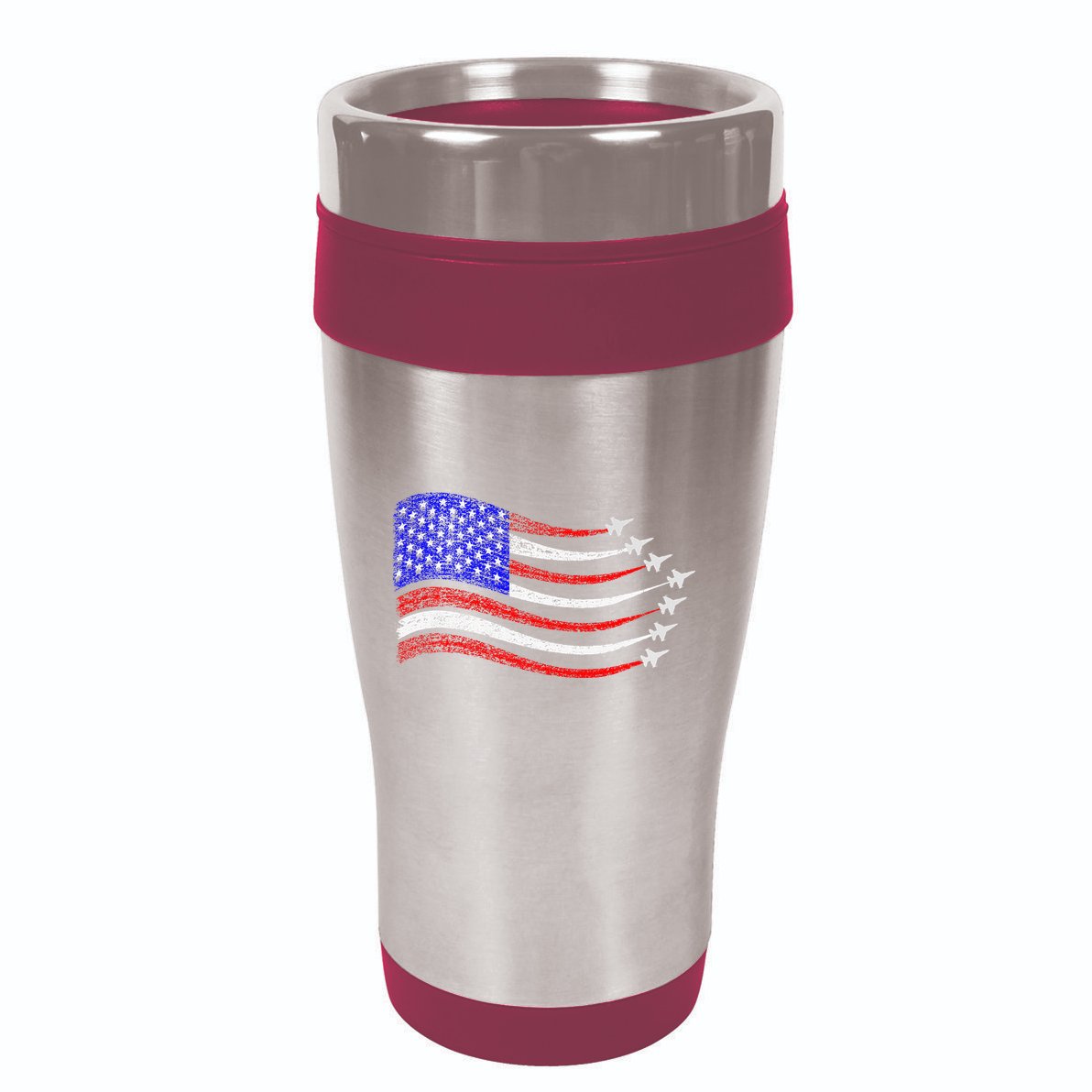 American Patriotic Fighter Jets Usa Flag Waving 16oz Travel Tumbler