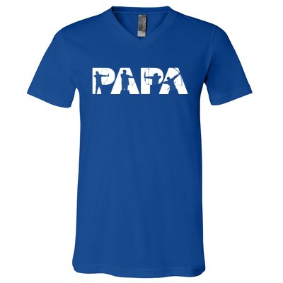 Archery Papa Funny Papa Archer Dad Fathers Day Gift V-Neck T-Shirt