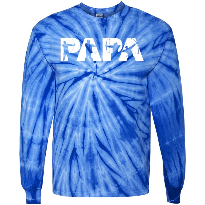 Archery Papa Funny Papa Archer Dad Fathers Day Gift Tie-Dye Long Sleeve Shirt