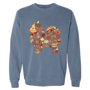 Autumn Pumpkin Fall Pomeranian Thanksgiving Womenss Garment-Dyed Sweatshirt