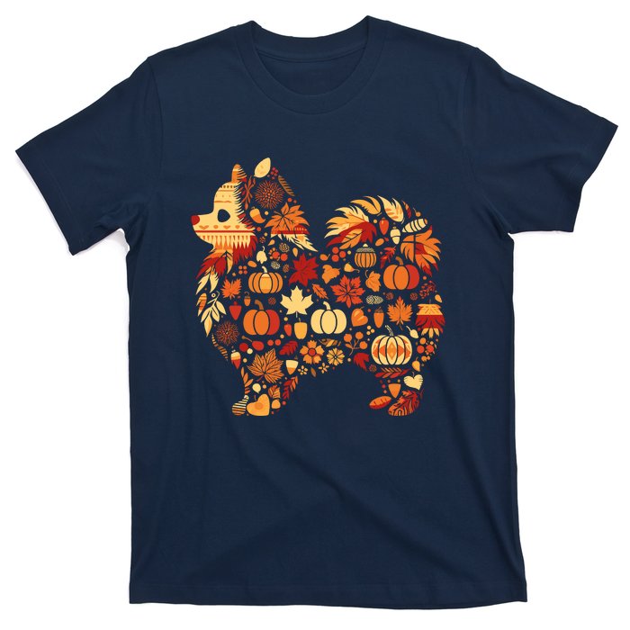 Autumn Pumpkin Fall Pomeranian Thanksgiving Womenss T-Shirt