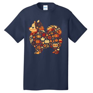 Autumn Pumpkin Fall Pomeranian Thanksgiving Womenss Tall T-Shirt