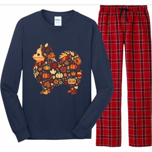 Autumn Pumpkin Fall Pomeranian Thanksgiving Womenss Long Sleeve Pajama Set