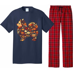 Autumn Pumpkin Fall Pomeranian Thanksgiving Womenss Pajama Set