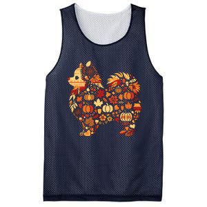 Autumn Pumpkin Fall Pomeranian Thanksgiving Womenss Mesh Reversible Basketball Jersey Tank