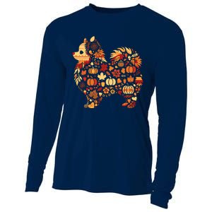 Autumn Pumpkin Fall Pomeranian Thanksgiving Womenss Cooling Performance Long Sleeve Crew