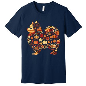 Autumn Pumpkin Fall Pomeranian Thanksgiving Womenss Premium T-Shirt